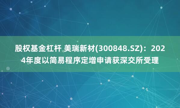 股权基金杠杆 美瑞新材(300848.SZ)：2024年度以简易程序定增申请获深交所受理