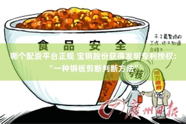 哪个配资平台正规 宝钢股份获得发明专利授权：“一种钢板剪断判断方法”