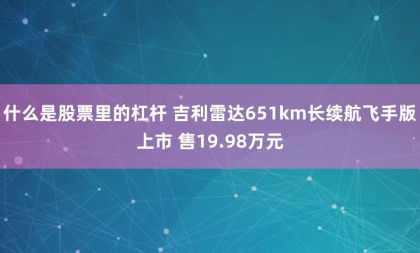 什么是股票里的杠杆 吉利雷达651km长续航飞手版上市 售19.98万元